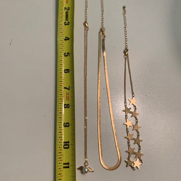 3 piece necklace set in gold tones with stars, pearl amulet, NWOT, fun fashion - Picture 2 of 13
